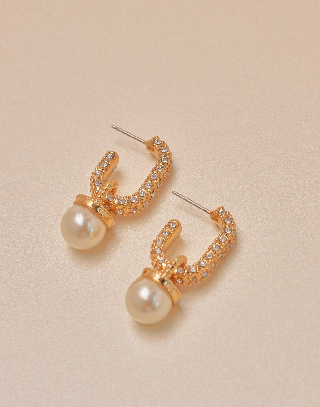Shiny Pearl Hoop Earrings