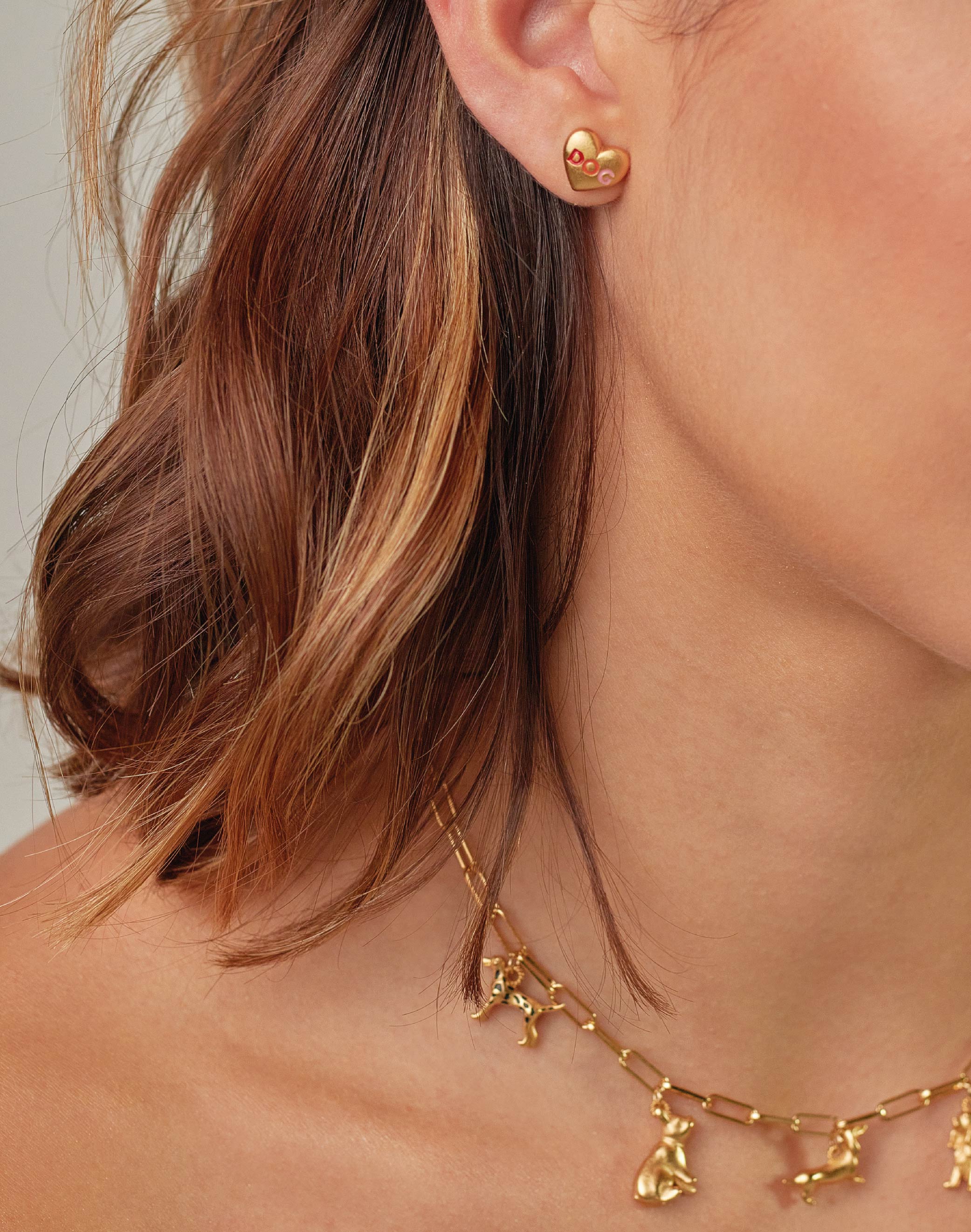 Dog Mom Charm Necklace & Stud Earrings