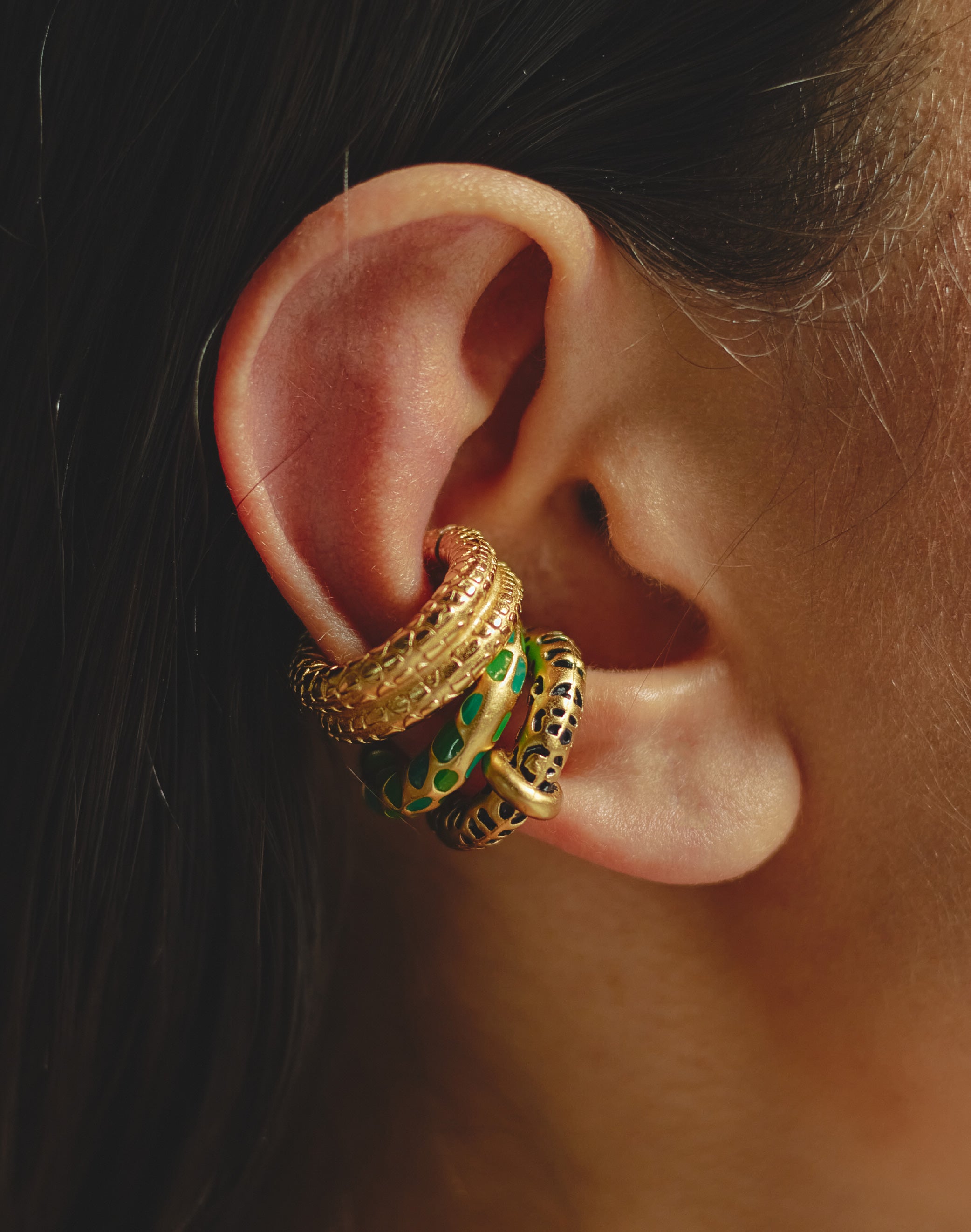 Set of 3 Animal-Print Earcuffs